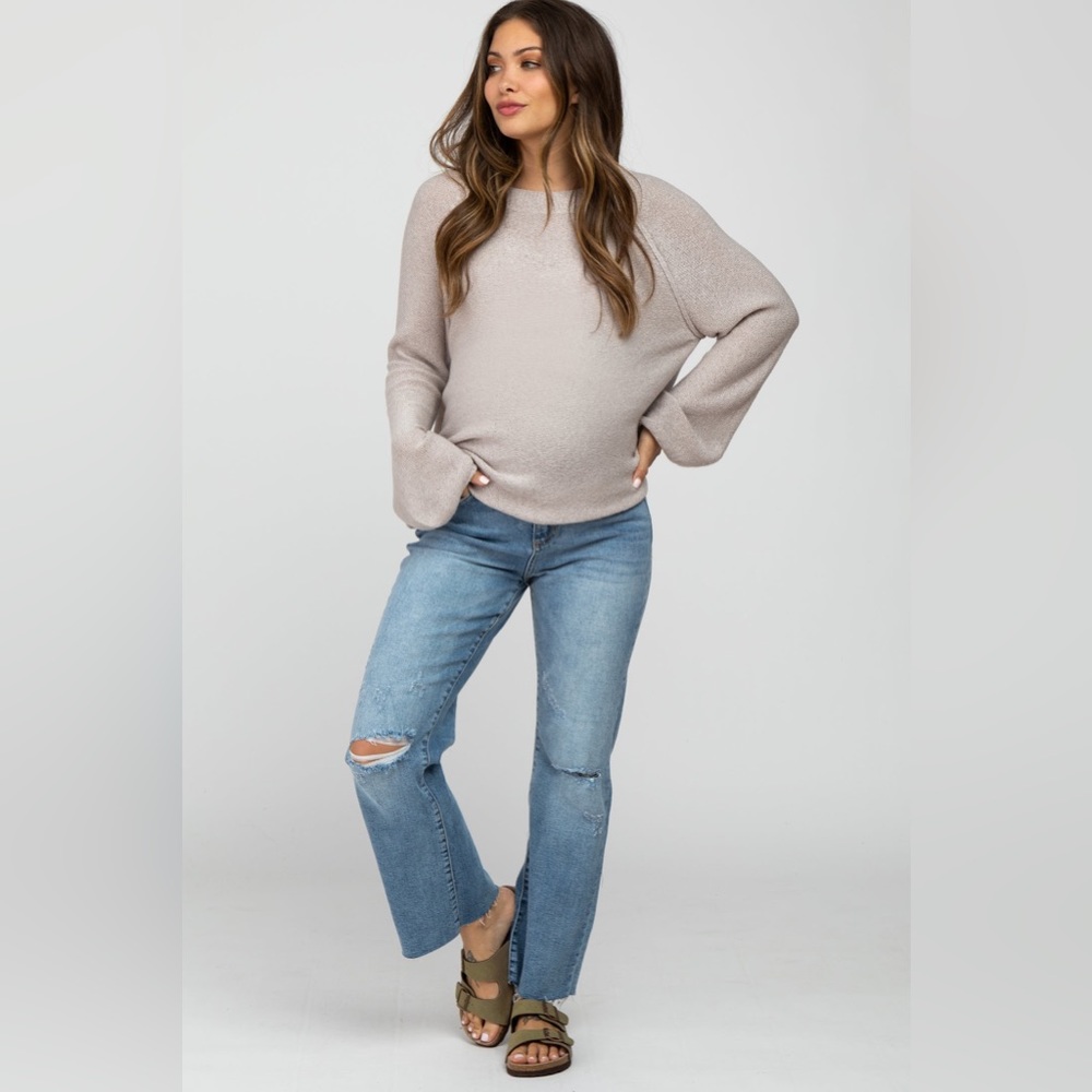 Pinkblush wide leg distressed maternity jeans nwot